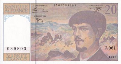 Billet France 20 Francs Debussy Série J 061 1997 NEUF F 66ter 02