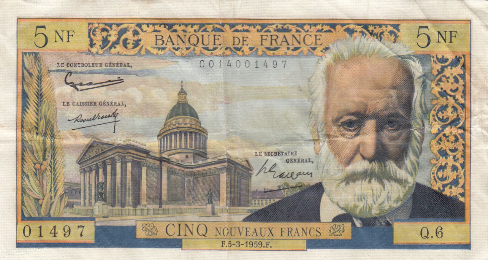 Billet France Nf Victor Hugo S Rie Q Ttb