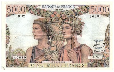 Billet France Francs Terre Et Mer S Rie B F