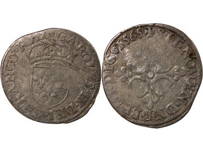 Coin France CHARLES IX SOL PARISIS 1er TYPE 1565 G POITIERS