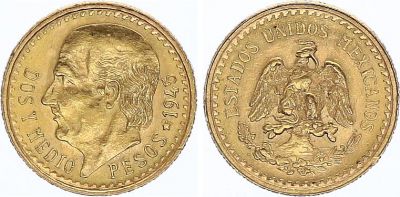 Coin Mexico 2 1 2 Pesos Miguel Hidalgo Y Costilla Gold 1945