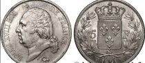 5 Francs - Louis XVIII King of France - 1821 W Paris - Silver