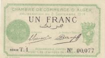 Algeria 1 Franc - Chambre de commerce of Alger - 03-09-1914 - Serial T.1