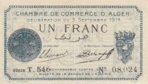 Algeria 1 Franc - Chambre de commerce of Alger - 03-09-1914 - Serial T.546