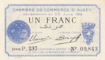 Algeria 1 Franc - Chambre de commerce of Alger - 25-06-1919 - Serial P.237