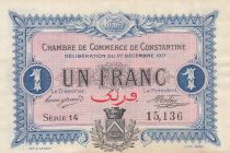 Algeria 1 Franc - Chambre de commerce of Constantine - 01-12-1917 - Serial 14