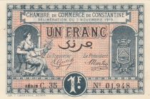 Algeria 1 Franc - Chambre de commerce of Constantine - 03-11-1919 - Serial C.35