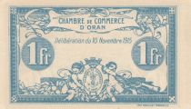 Algeria 1 Franc - Chambre de commerce of Oran - 10-11-1915 - Serial I