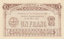 Algeria 1 Franc - Chambre de commerce of Philippeville - 29-12-1917 - Serial B.31