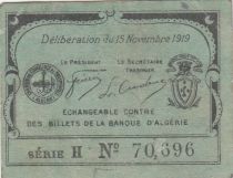 Algeria 10 Cents - Chambre de commerce of Philippeville - 15-11-1919 - Serial H