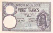 Algeria 20 Francs - Young woman - 1928 - Serial H.2815 - P.78b