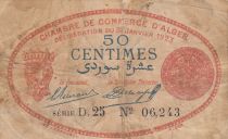 Algeria 50 Cents - Chambre de commerce of Alger - 31-01-1923 - Serial D.25