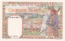 Algeria 50 Francs - Couple - Letter Watermark - 18-09-1942 - Serial P.1334