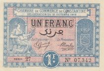 Algérie 1 Franc - Chambre de commerce de Constantine - 12-10-1918 - Série 27