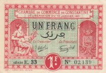 Algérie 1 Franc - Chambre de commerce de Constantine - 13-01-1921 - Série E.33