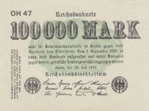 Allemagne 100 000 Mark - Reichsbanknote - Série OH47 - 1923