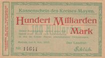 Allemagne 100 Milliarden Mark - Etat de Mayen - 06-11-1923 - Numéro 14641