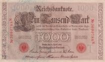 Allemagne 1000 Mark - Brun numérotation rouge - 1910 - 7 chiffres série N