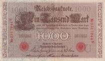 Allemagne 1000 Mark - Brun numérotation rouge - 1910 - 7 chiffres série N