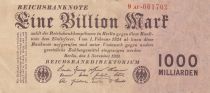 Allemagne 1000 Milliarden Mark  - Reichsbanknote - Série 9AF 7 digit - 1923