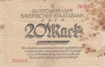 Allemagne 20 Mark - Etat de Bayern - Numéro 705234 - 1918