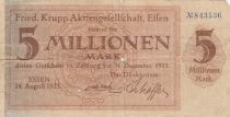 Allemagne 5 Millionen Mark - Etat d\'Essen - 14-08-1923 - Numéro 843536