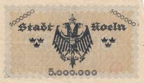 Allemagne 5 millions de Mark - Ville de Cologne - Numéro 299180 - 1923