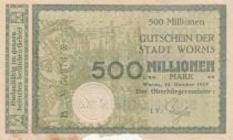 Allemagne 500 Millionen Mark - Etat de Worms - 16-10-1923 - Numéro 50373