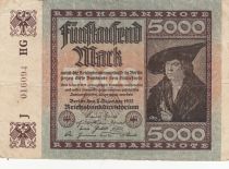 Allemagne 5000 Mark  - Portrait Marchand Imhof - Série J-HG - 1922