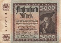 Allemagne 5000 Mark  - Portrait Marchand Imhof - Série K-B - 1922