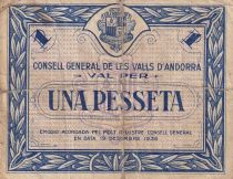 Andorra 1 Pesseta - 1936 - First Type Blue - 007975