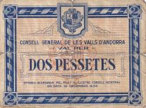 Andorra 2 Pessetes - 1936 - First Type Blue - 02961