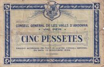 Andorra 5 Pessetes - 1936 - First Type Blue - 00536