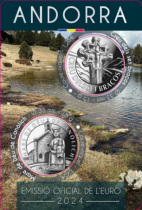 Andorra Blister 2 X 1.25 euro 2024 - Seven-branched cross and Sanctuary of the Mother of God of Canòlich