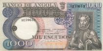 Angola 1000 Escudos - L. de Camoes - Waterfalls - 10-06-1973 - Serial AE