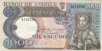 Angola 1000 Escudos - L. de Camoes - Waterfalls - 10-06-1973 - Serial AI