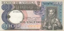 Angola 1000 Escudos - L. de Camoes - Waterfalls - 10-06-1973 - Serial AT