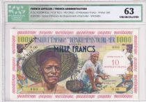 Antilles Françaises 10 NF surchargés sur 1000 Francs - Pêcheur - Spécimen - Série O.00 - ND (1961) - ICG63