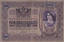 Austria 10000 Kronen Woman head, red ovpt Deustschosterreich - 1918