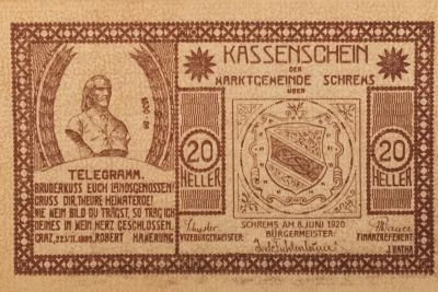 Banknote Austria 20 Heller Schrems Notgeld 1920 Unc