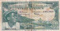 Belgian Congo 20 Francs - Boy and Dam - 01-06-1959 - Serial AN 613419