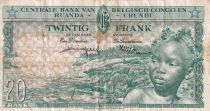 Belgian Congo 20 Francs - Boy and Dam - 01-06-1959 - Serial AN 613419