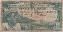 Belgian Congo 20 Francs - Boy and Dam - 01-08-1957 - Serial W 636927