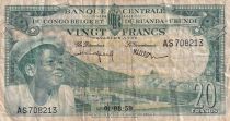 Belgian Congo 20 Francs - Boy and Dam - 01-08-1959 - Serial AS 708213