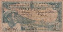 Belgian Congo 20 Francs - Boy and Dam - 01-08-1959 - Serial AU 925207