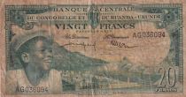 Belgian Congo 20 Francs - Boy and Dam - 01-12-1957 - Serial AG 036094