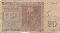 Belgium 20 Francs - Roland de Lassus - Philippus de Monte - 1950 - Serial K.01