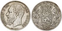 Belgium 5 Francs,  Leopold  II  - 1871 - Silver