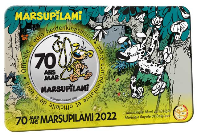 Coin Belgium 5 Euros 2022 - 70 years of Marsupilami (colour version)