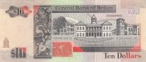 Belize 10 Dollars - Elisabeth II - Batiments publics - 1990